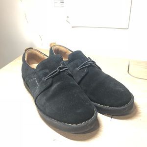 Black suede loafers